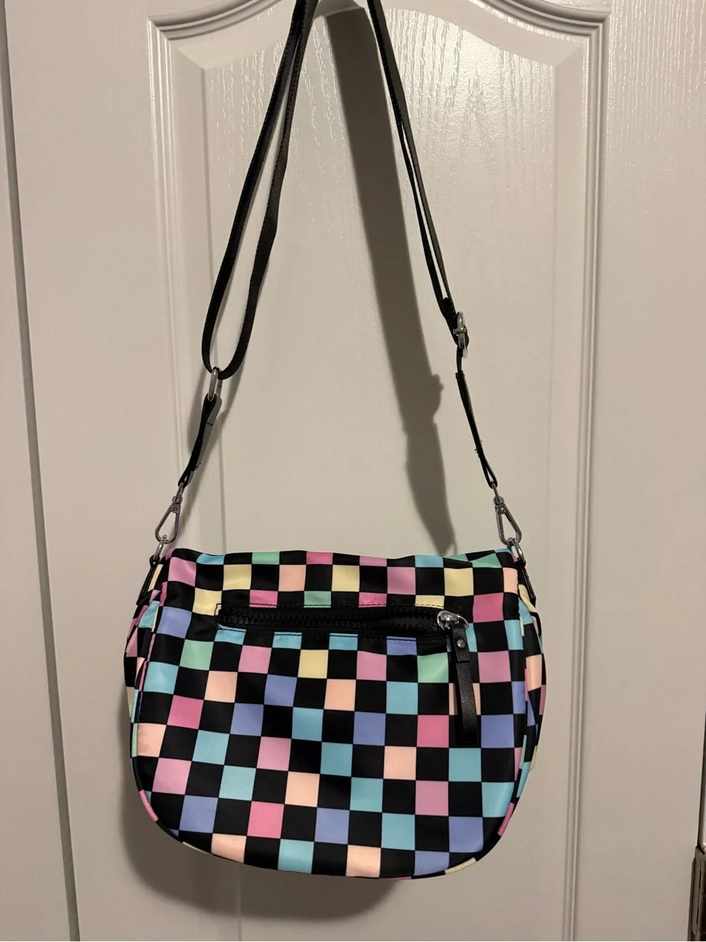 NWOT Iris & Rainbow Pastel Checkered Best Version Bag with Small Pouch - Picture 4 of 7